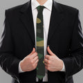 Black And Green Camouflage Print Necktie