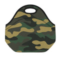 Black And Green Camouflage Print Neoprene Lunch Bag