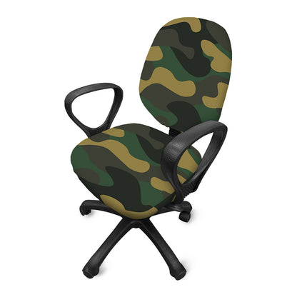 Black And Green Camouflage Print Office Chair Cover