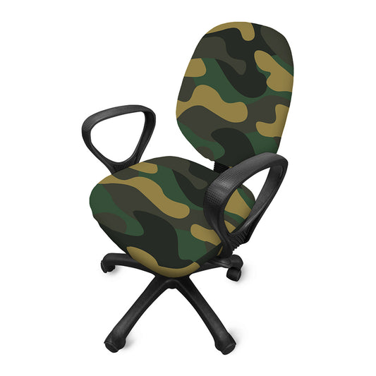 Black And Green Camouflage Print Office Chair Cover