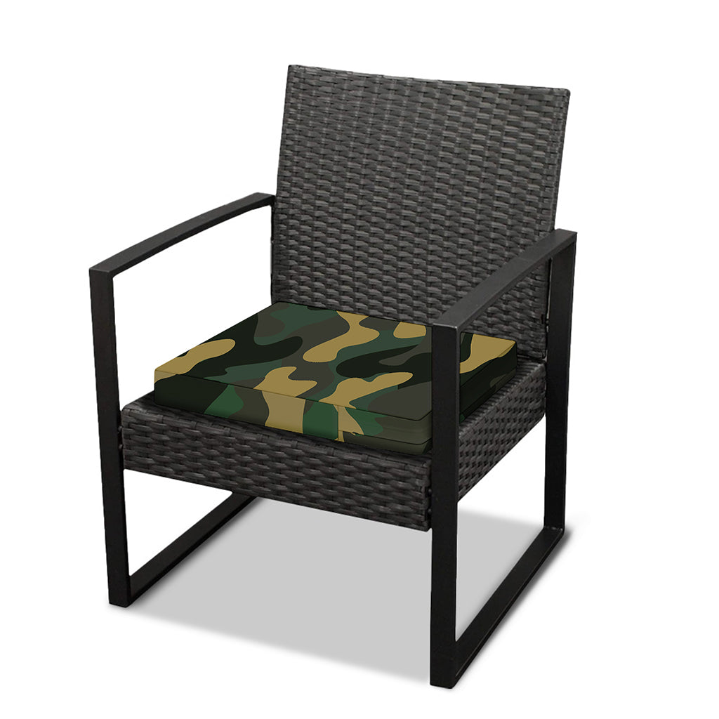Black And Green Camouflage Print Outdoor Seat Cushion Cover