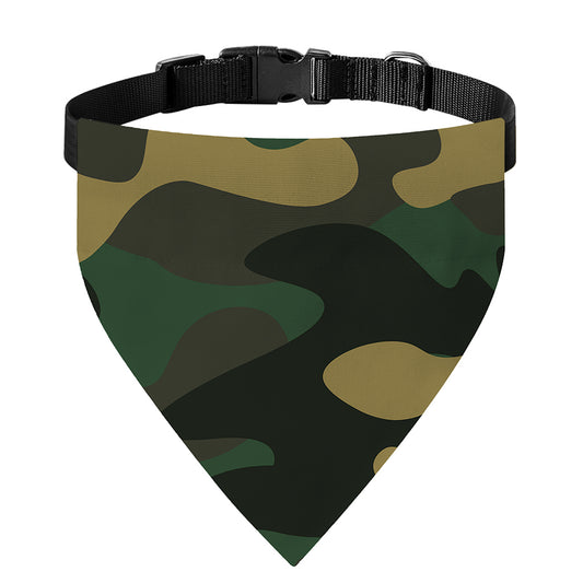 Black And Green Camouflage Print Over The Collar Dog Bandana