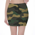 Black And Green Camouflage Print Pencil Mini Skirt