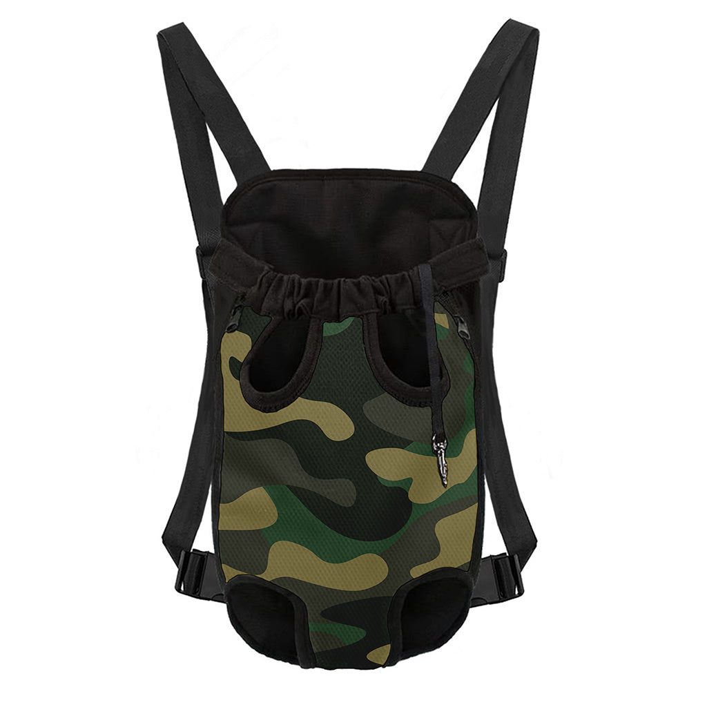 Black And Green Camouflage Print Pet Carrier Backpack