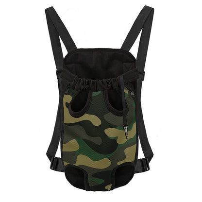 Black And Green Camouflage Print Pet Carrier Backpack