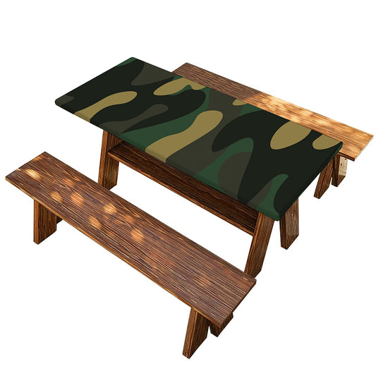 Black And Green Camouflage Print Picnic Table Cover