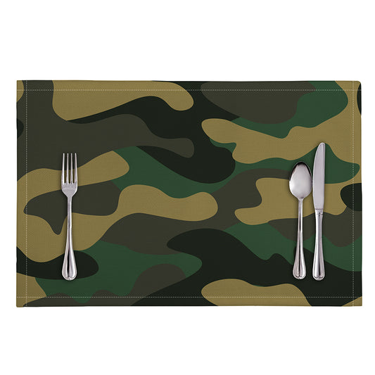 Black And Green Camouflage Print Placemat