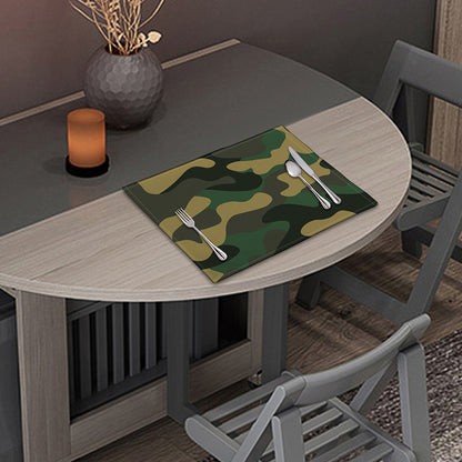 Black And Green Camouflage Print Placemat