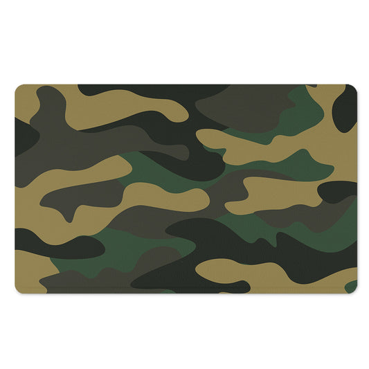 Black And Green Camouflage Print Polyester Doormat