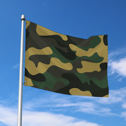 Black And Green Camouflage Print Polyester Flag