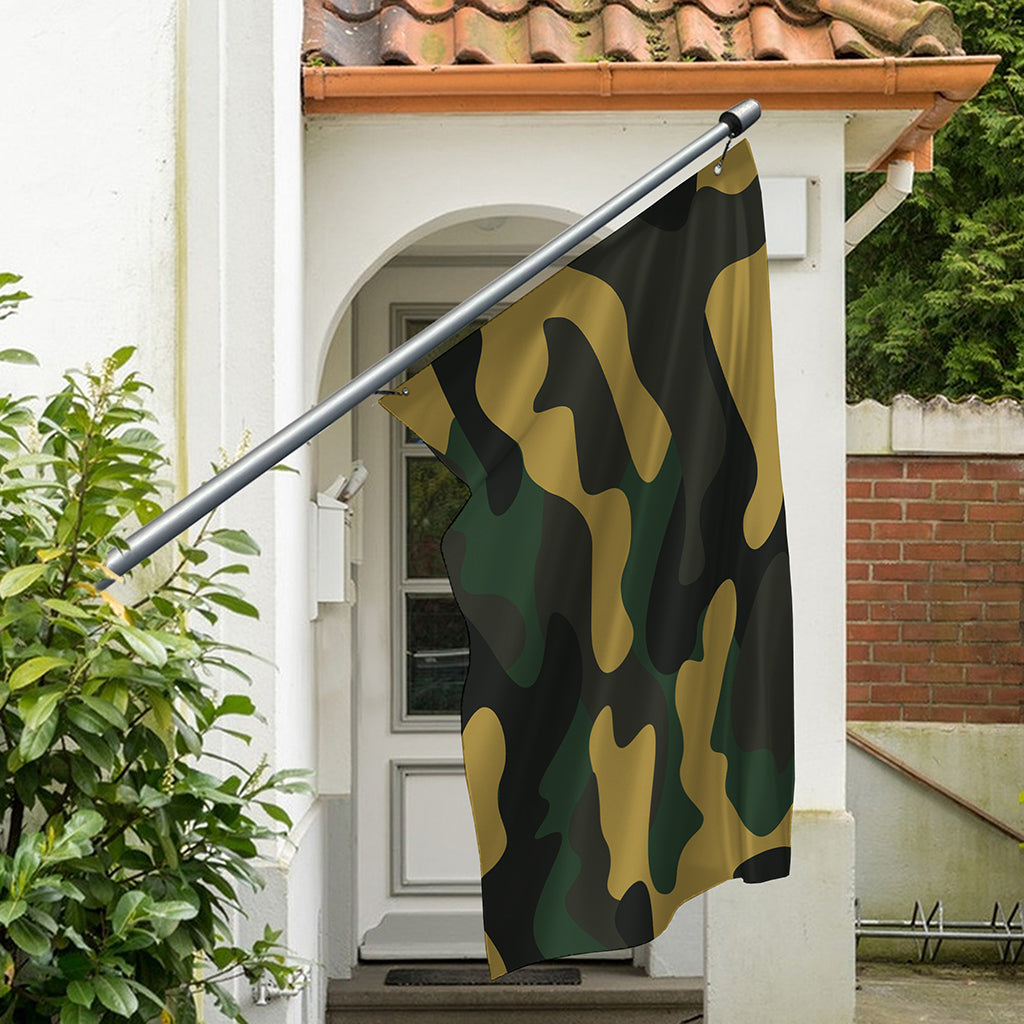 Black And Green Camouflage Print Polyester Flag