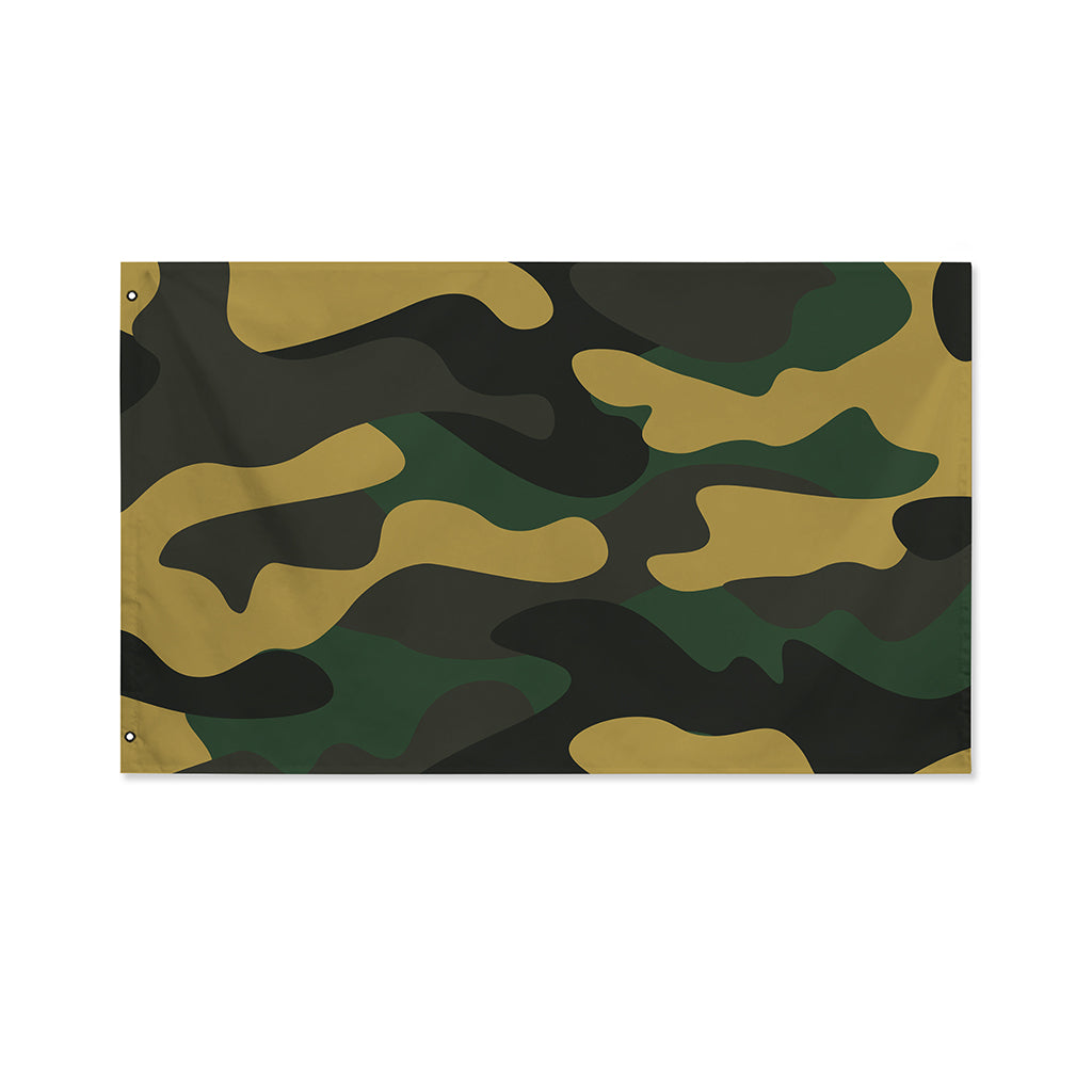Black And Green Camouflage Print Polyester Flag