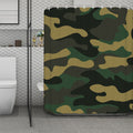 Black And Green Camouflage Print Polyester Shower Curtain