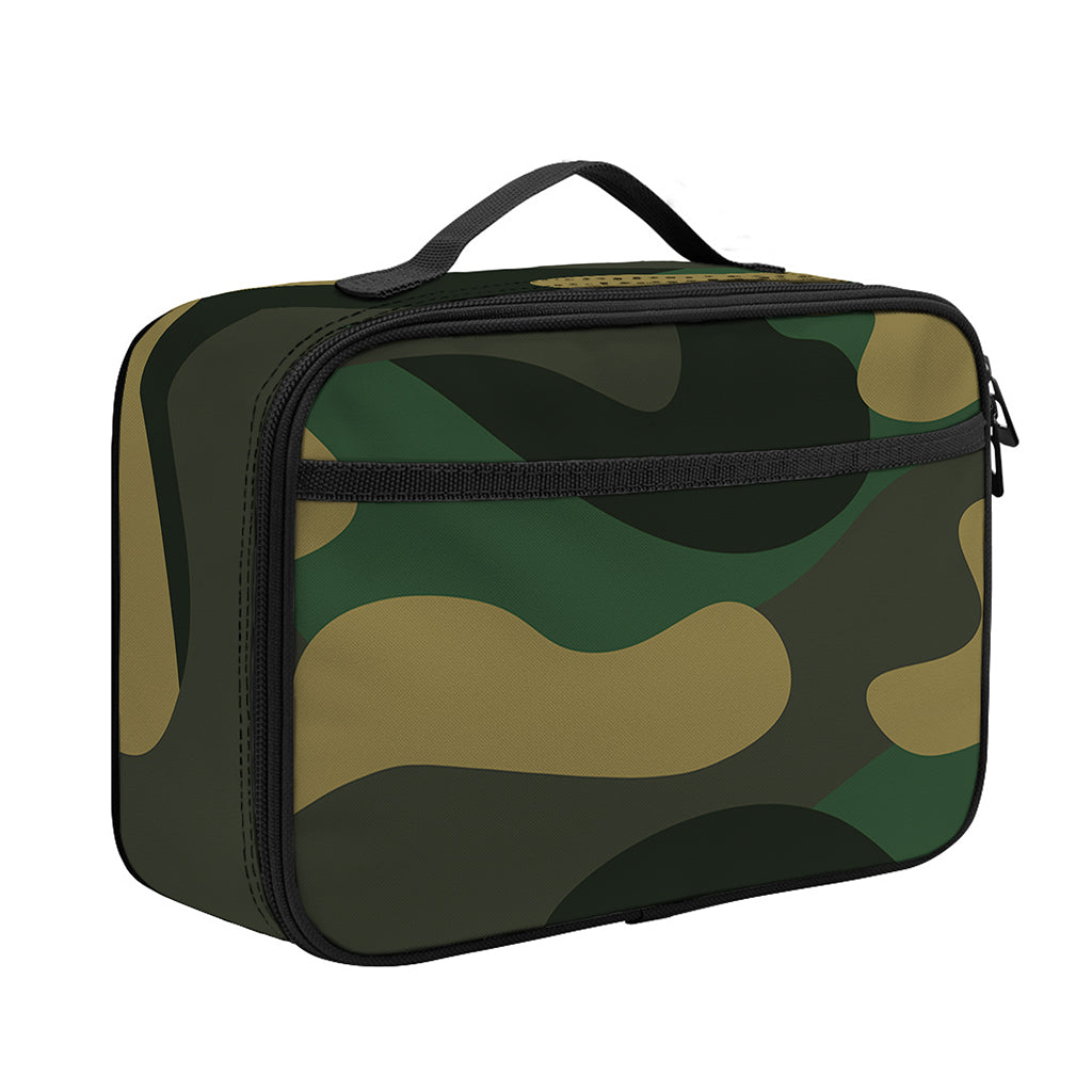 Black And Green Camouflage Print Portable Lunch Bag