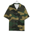 Black And Green Camouflage Print Rayon Hawaiian Shirt