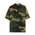 Black And Green Camouflage Print Rayon Hawaiian Shirt