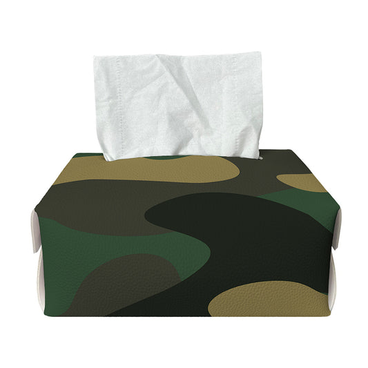Black And Green Camouflage Print Rectangle Tissue Box Cover