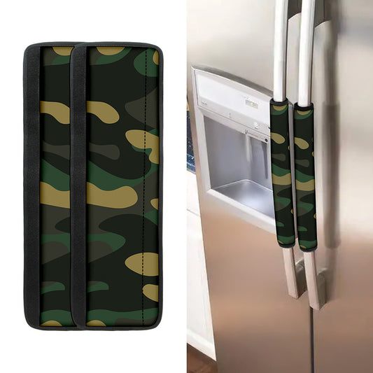 Black And Green Camouflage Print Refrigerator Handle Covers