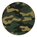 Black And Green Camouflage Print Round Floor Mat
