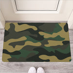 Black And Green Camouflage Print Rubber Doormat