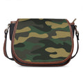 Black And Green Camouflage Print Saddle Bag