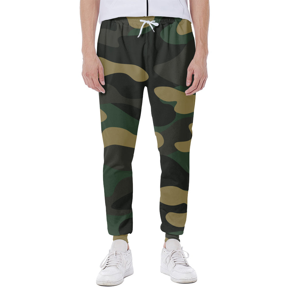 Black And Green Camouflage Print Scuba Joggers