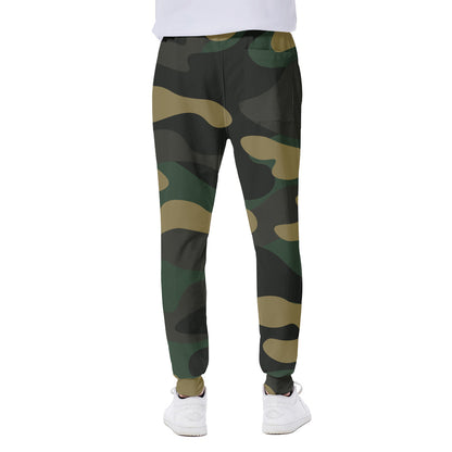 Black And Green Camouflage Print Scuba Joggers