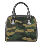 Black And Green Camouflage Print Shoulder Handbag