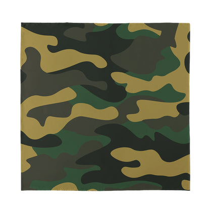 Black And Green Camouflage Print Silk Bandana