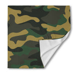 Black And Green Camouflage Print Silk Bandana