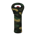 Black And Green Camouflage Print Single Neoprene Wine Tote