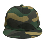 Black And Green Camouflage Print Snapback Cap