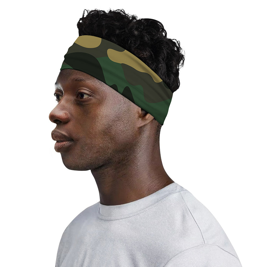 Black And Green Camouflage Print Sports Headband