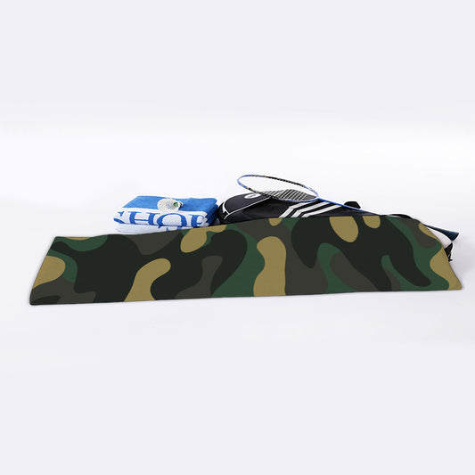 Black And Green Camouflage Print Sports Towel