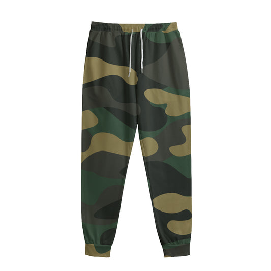 Black And Green Camouflage Print Sweatpants