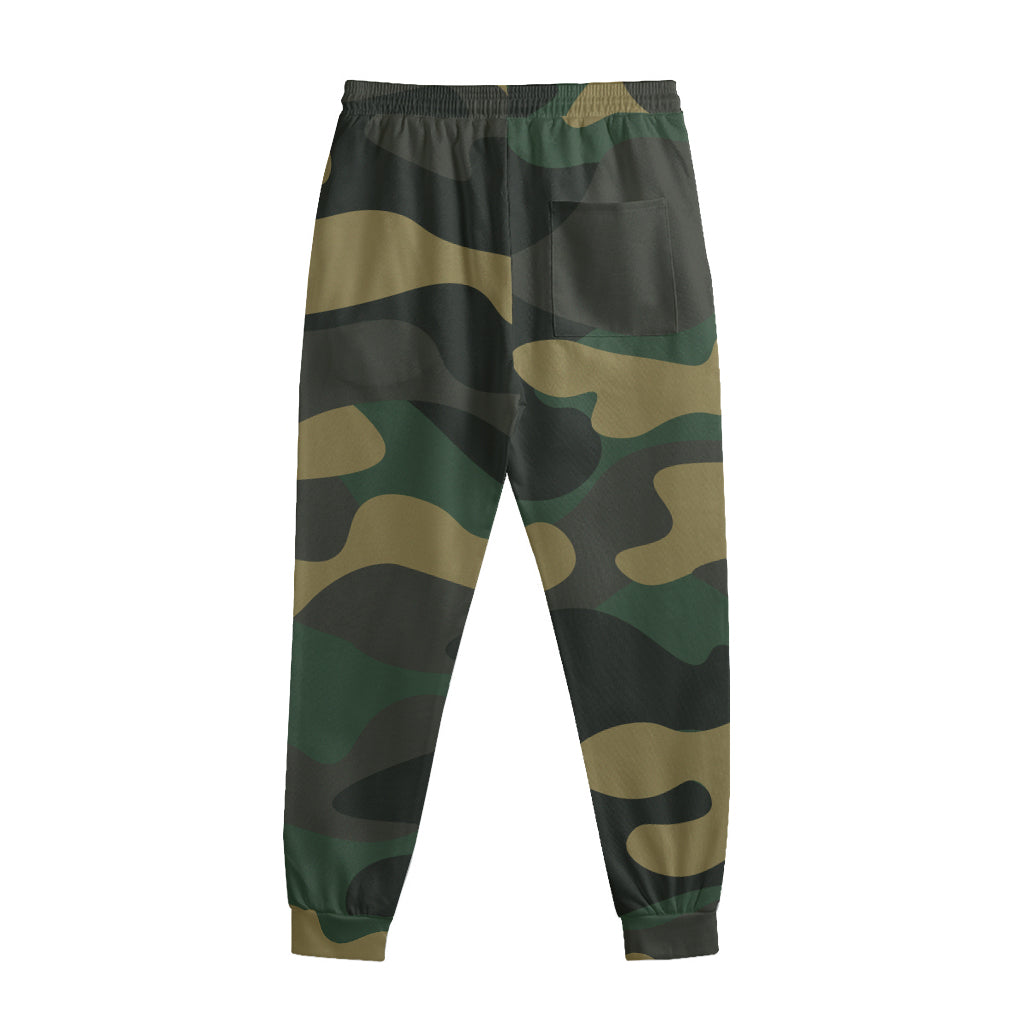Black And Green Camouflage Print Sweatpants