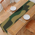 Black And Green Camouflage Print Table Runner