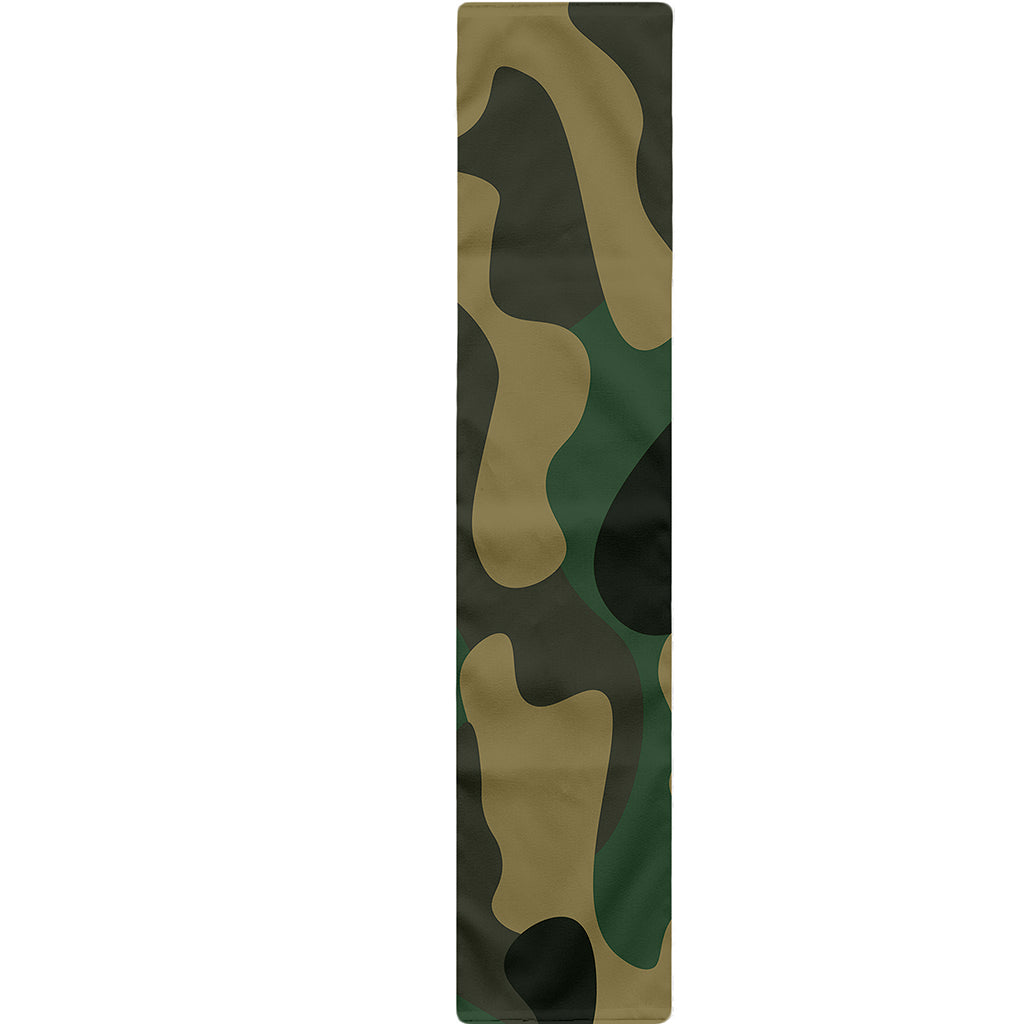 Black And Green Camouflage Print Table Runner