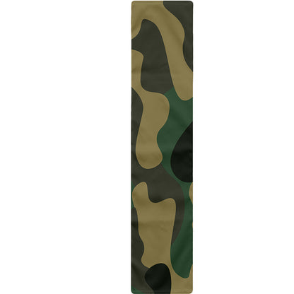 Black And Green Camouflage Print Table Runner