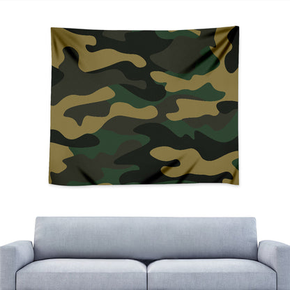 Black And Green Camouflage Print Tapestry