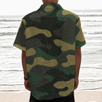 Black And Green Camouflage Print Textured Short Sleeve Shirt