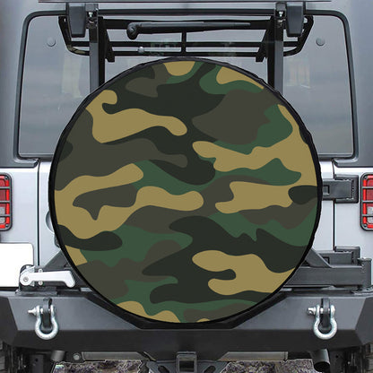 Black And Green Camouflage Print Tire Cover