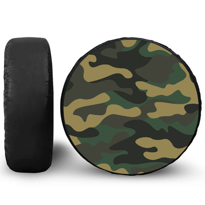 Black And Green Camouflage Print Tire Cover