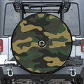 Black And Green Camouflage Print Tire Cover With Camera Hole