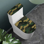 Black And Green Camouflage Print Toilet Lid And Tank Cover Set