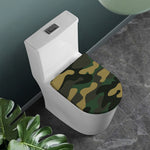 Black And Green Camouflage Print Toilet Lid Cover