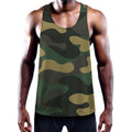 Black And Green Camouflage Print Men's Workout Tank Top