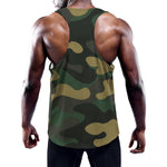 Black And Green Camouflage Print Training Tank Top