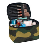 Black And Green Camouflage Print Travel Makeup Bag