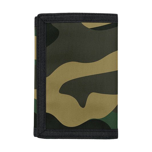 Black And Green Camouflage Print Trifold Wallet